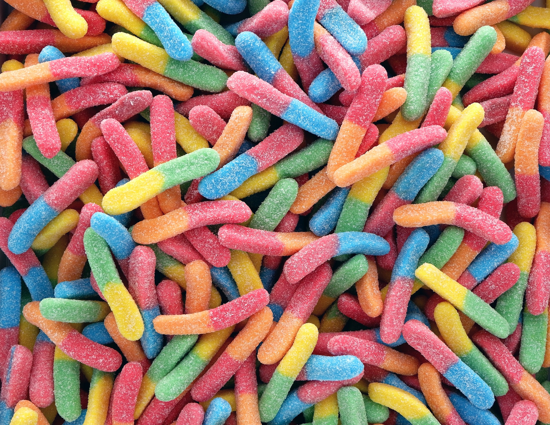 Colourful lolly snakes in pile