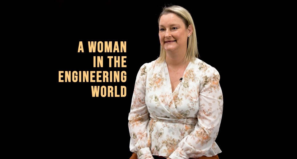 women with text. woman in the engineering world