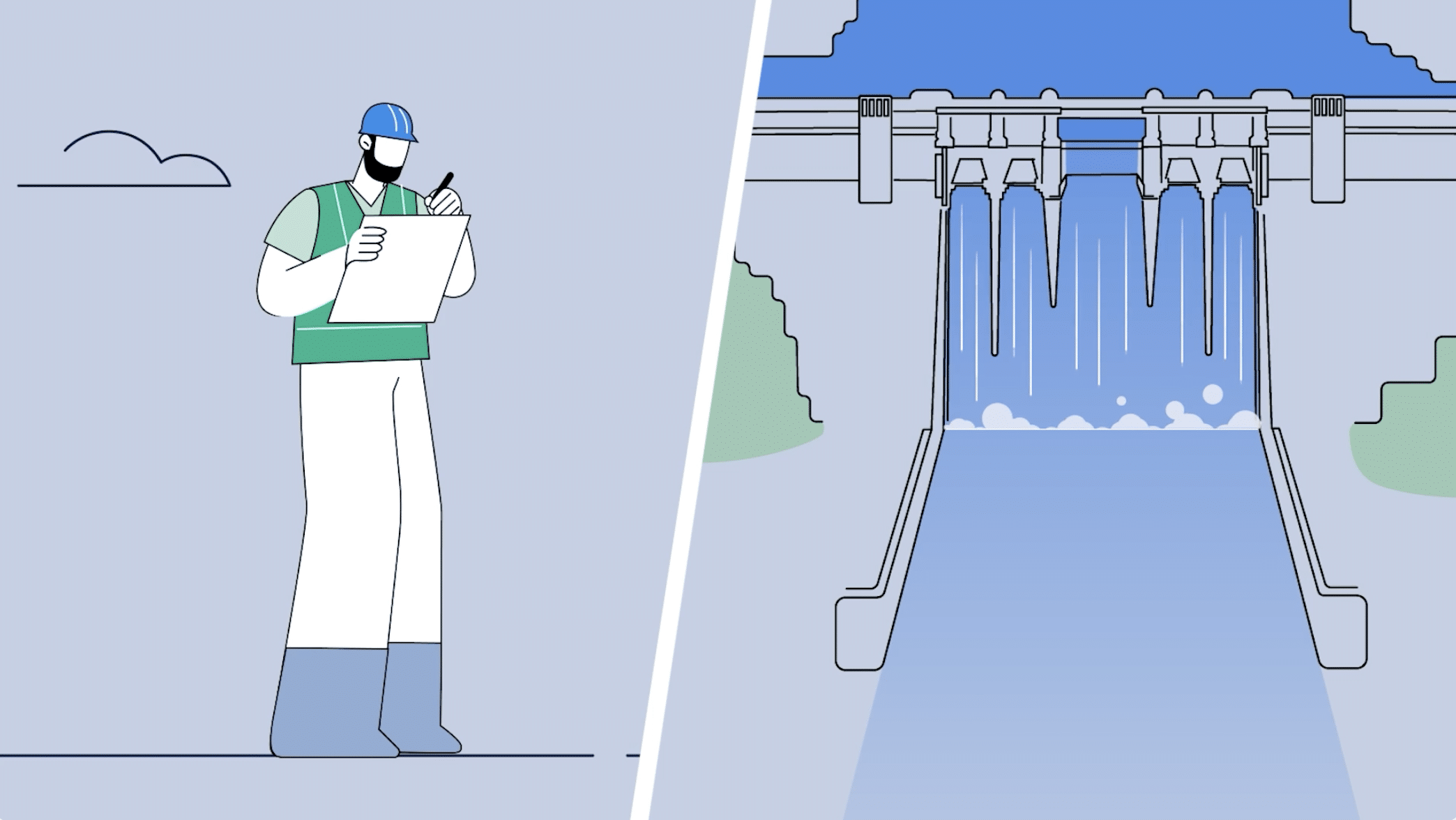 Illustrated SciDev animation showing a worker and water technology system for technical training.